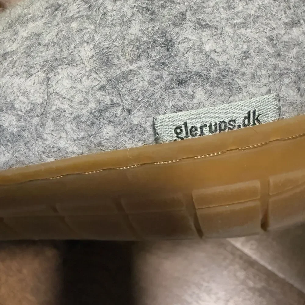 Glerups Gray Slip On Wool Slipper With Leather Bottom EU Size 43 Used